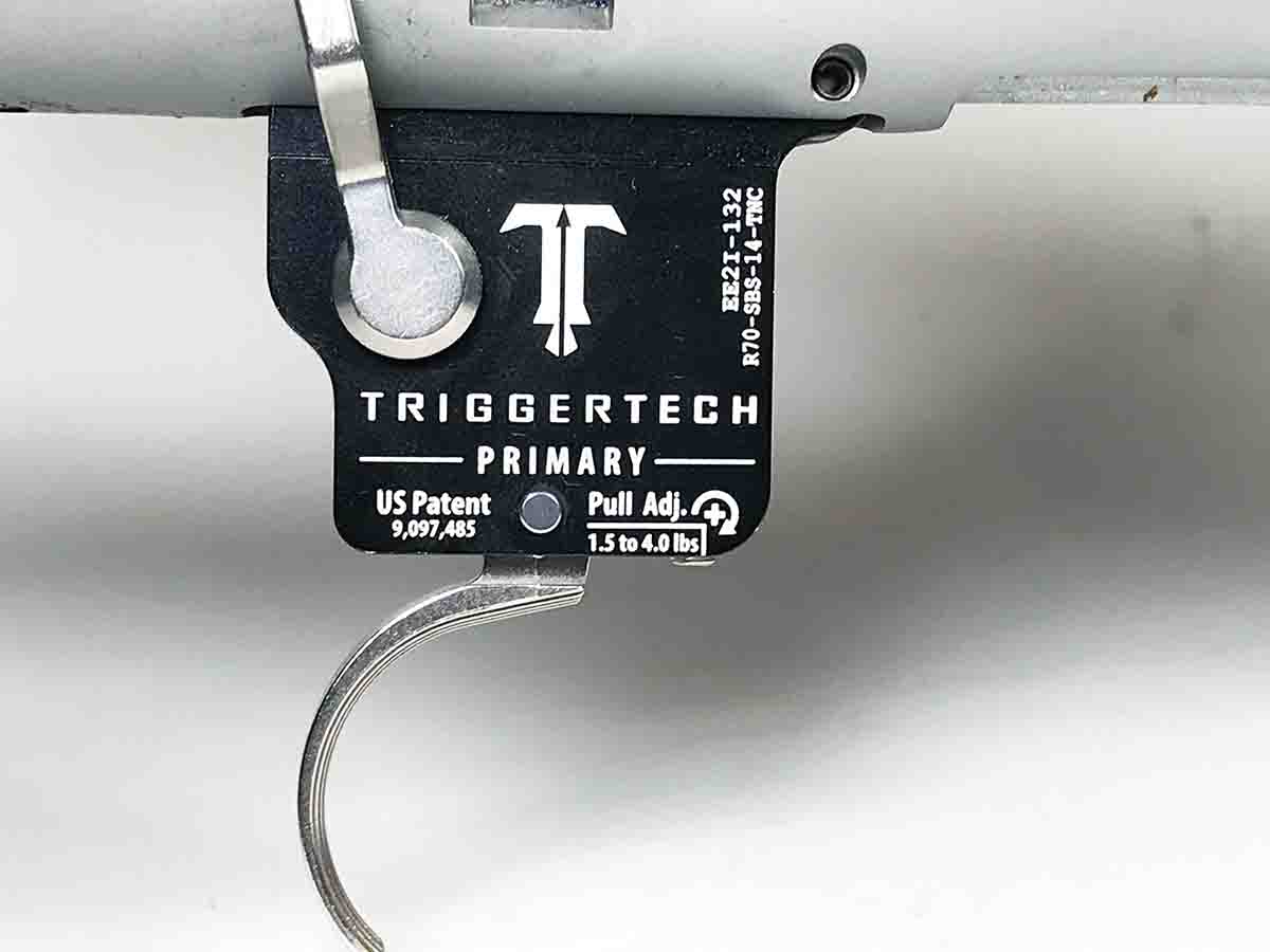The TriggerTech trigger is adjustable from 1.5 to 4 pounds.